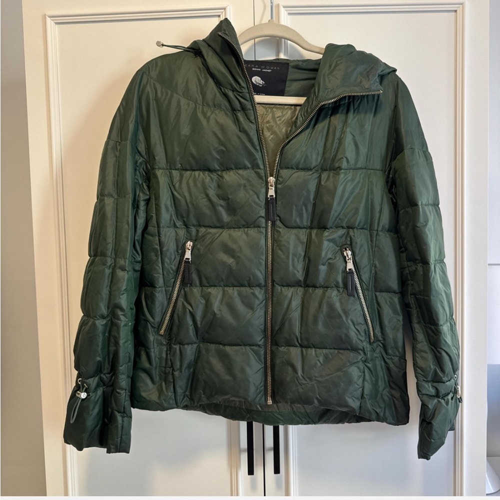 Zara Dark Green Puffer Jacket